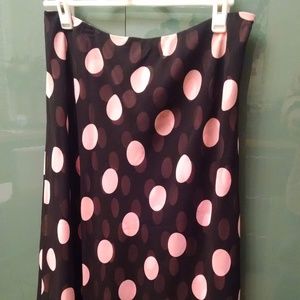 INC Pink Polka Dot on Black Skirt